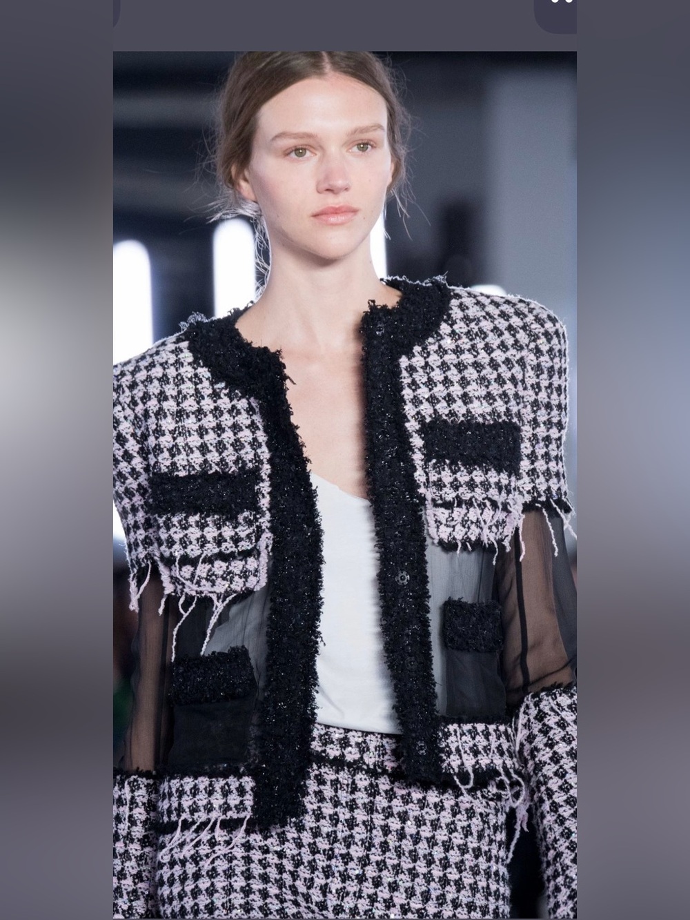 Balmain Black and Pale Pink Tweed Cropped Blazer
